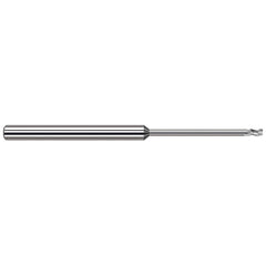 Corner Radius End Mill: 1/8″ Dia, 3/16″ LOC, 0.005″ Radius, 3 Flutes, Solid Carbide 3″ OAL, 1/8″ Shank Dia, 42 ° Helix, Bright/Uncoated, Corner Radius End