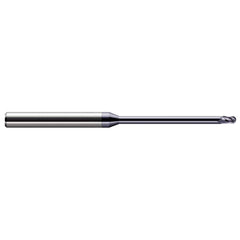 Ball End Mill: 0.015″ Dia, 0.022″ LOC, 3 Flute, Solid Carbide 2-1/2″ OAL, 1/8″ Shank Dia, 30 ° Helix, AlTiN Coated, Single End