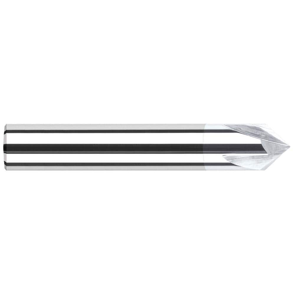 Chamfer Mill: 2 Flutes, Solid Carbide 2-1/2″ OAL, 3/8″ Shank Dia, TiB2 Coated