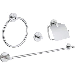 Grohe - Washroom Shelves, Soap Dishes & Towel Holders; Type: 4-in-1 Accessory Set ; Material: Metal ; Length (Inch): 23.6220 ; Width (Inch): 7 ; Depth (Inch): 2.3622 ; Finish/Coating: Chrome - Exact Industrial Supply