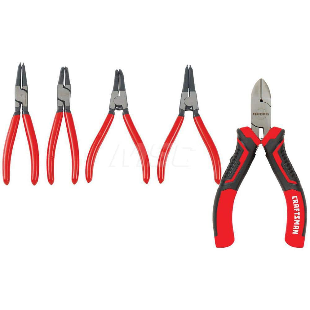 Plier Set: 5 Pc, Straight Curved & Diagonal Comes in Display