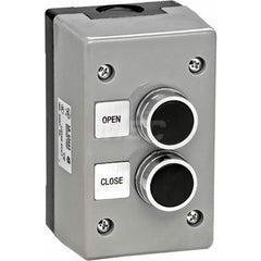 Garage Door Hardware; Type: Control Station, NEMA 4 Exterior Use; For Use With: Commercial Doors; Commercial Gate Openers; Material: Plastic; Overall Length: 2.00; Overall Width: 3; Overall Height: 4.5; Number of Buttons: 2; Includes: Double Pole Contact;