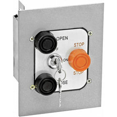 Garage Door Hardware; Type: Control Station, Nema 4, Flush Mount W/Lockout; For Use With: Commercial Doors; Commercial Gate Openers; Material: Aluminum; Overall Length: 2.88; Overall Width: 5; Overall Height: 6; Number of Buttons: 3; Includes: Aluminum Fa