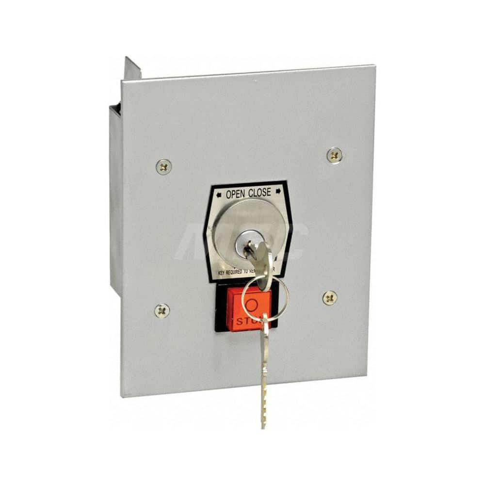 Garage Door Hardware; Type: Keyswitch, NEMA 1 W/Stop, Flush Mount; For Use With: Commercial Doors; Commercial Gate Openers; Material: Aluminum; Overall Length: 2.88; Overall Width: 5; Overall Height: 6; Includes: Aluminum Faceplate; Length (Inch): 2.88; F