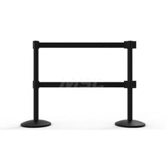 Free Standing Retractable Belt Barrier Post: 40″ High, 2.4″ Dia, Aluminum Post Cast Iron, Black