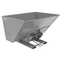 Stationary Tilt Hopper: 6,000 lb Capacity, 82″ Wide, 68.63″ Long, 51.8125″ High Gray, Powder Coated Steel, Hand Control