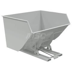 Stationary Tilt Hopper: 6,000 lb Capacity, 90″ Wide, 79.38″ Long, 64.375″ High Gray, Powder Coated Steel, Hand Control