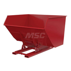 Stationary Tilt Hopper: 6,000 lb Capacity, 79″ Wide, 90.25″ Long, 64.375″ High Red, Powder Coated Steel, Hand Control