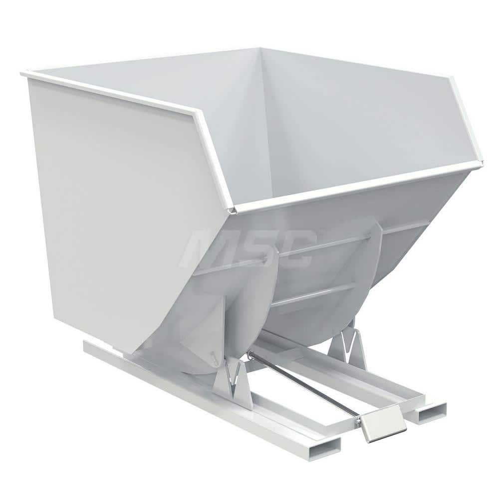 Stationary Tilt Hopper: 6,000 lb Capacity, 64″ Wide, 79.38″ Long, 64.375″ High White, Powder Coated Steel, Hand Control