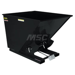 Stationary Tilt Hopper: 2,000 lb Capacity, 57″ Wide, 68.31″ Long, 51.8125″ High Black, Powder Coated Steel, Hand Control