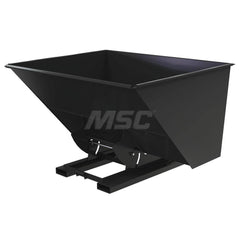 Stationary Tilt Hopper: 4,000 lb Capacity, 82″ Wide, 69″ Long, 51″ High Black, Powder Coated Steel, Hand Control