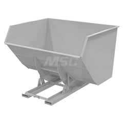 Stationary Tilt Hopper: 6,000 lb Capacity, 79″ Wide, 90.25″ Long, 64.375″ High Gray, Powder Coated Steel, Hand Control