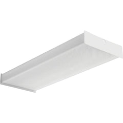 2 Lamp, 4 Ft. Long, 32 Watt, Stem and Surface Mounted, Fluorescent Lamp Wraparound Light Fixture 120-277 Volt, White, Electronic Ballast