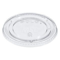 Cup Lid: Flat, PETE Plastic, Clear