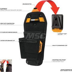 Tool Pouches & Holsters; Holder Type: Tool Pouch; Tool Type: Tool Belts & Accessories; Material: Polyester; Closure Type: No Closure; Color: Black; Number of Pockets: 2.000; Belt Included: No; Overall Depth: 2.76; Overall Height: 12.2; Insulated: No; Teth