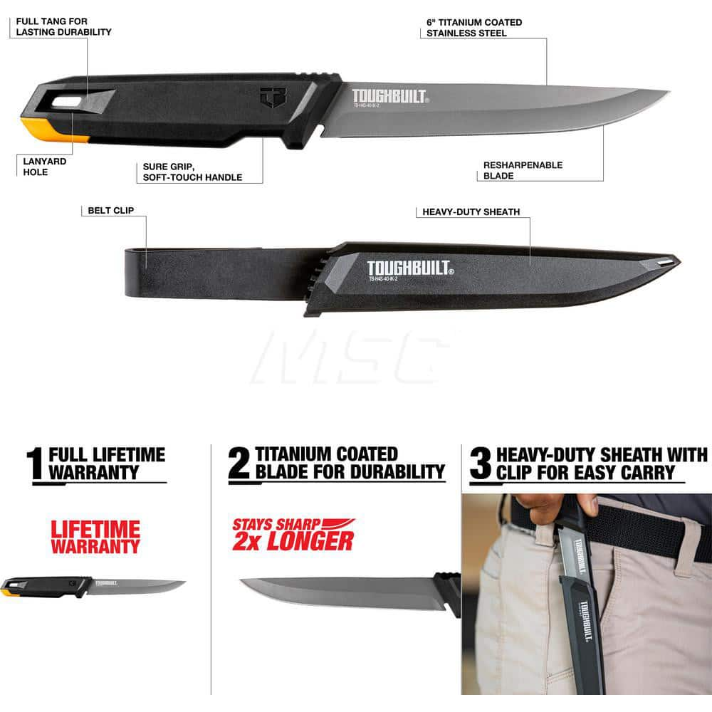 Utility Knife: 5.9″ Handle Length, Single Edge Plastic & Steel Handle, 6″ Blade Length