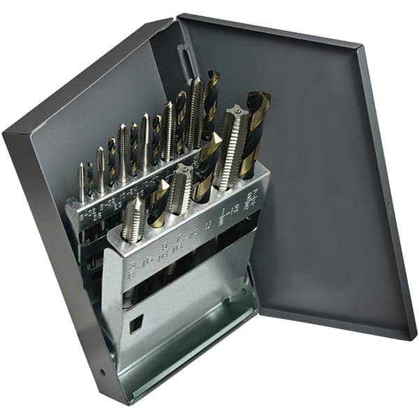 Cle-Line - Tap & Drill Sets Minimum Tap Thread Size (Inch): #6-32 Maximum Tap Thread Size (Inch): 1/2-13 - All Tool & Supply