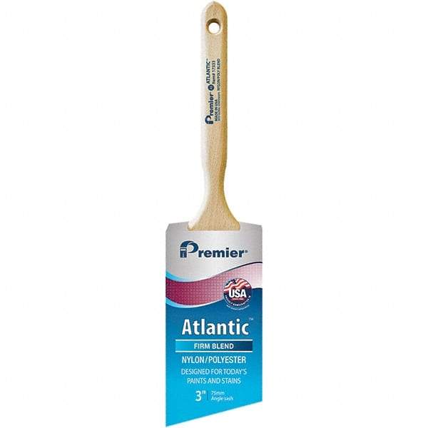 Premier Paint Roller - 3" Tapered Nylon/Polyester Angular Brush - 3-3/16" Bristle Length, 7-1/2" Wood Sash Handle - All Tool & Supply