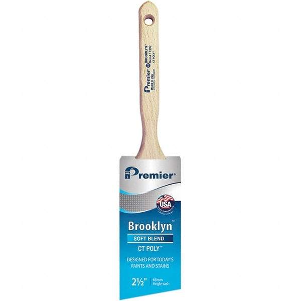 Premier Paint Roller - 2-1/2" Tapered Polyester Angular Brush - 2-15/16" Bristle Length, 7-1/2" Wood Sash Handle - All Tool & Supply