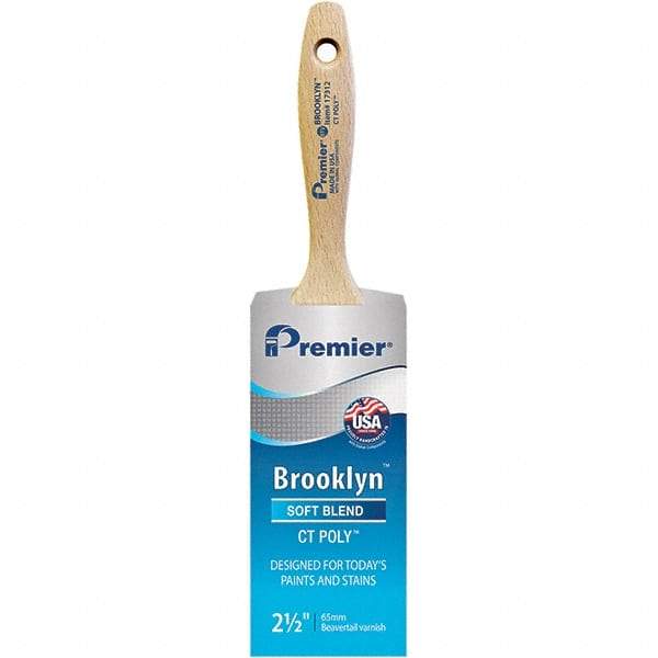 Premier Paint Roller - 2-1/2" Tapered Polyester Varnish Brush - 2-15/16" Bristle Length, 5-1/2" Wood Beavertail Handle - All Tool & Supply