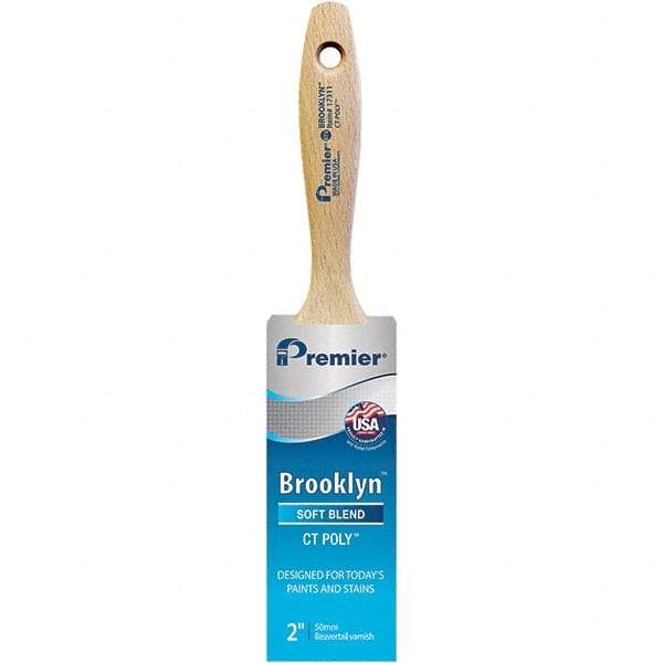 Premier Paint Roller - 2" Tapered Polyester Varnish Brush - 2-11/16" Bristle Length, 5-1/4" Wood Beavertail Handle - All Tool & Supply