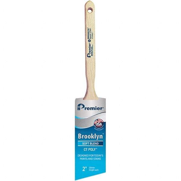 Premier Paint Roller - 2" Tapered Polyester Angular Brush - 2-11/16" Bristle Length, 7" Wood Sash Handle - All Tool & Supply