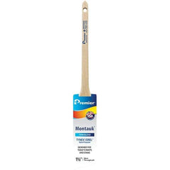 Premier Paint Roller - 1-1/2" Tapered Nylon/Polyester Trim Brush - 2-3/16" Bristle Length, 7" Wood Sash Handle - All Tool & Supply