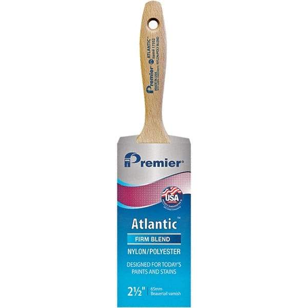 Premier Paint Roller - 2-1/2" Tapered Nylon/Polyester Varnish Brush - 2-15/16" Bristle Length, 5-1/2" Wood Beavertail Handle - All Tool & Supply