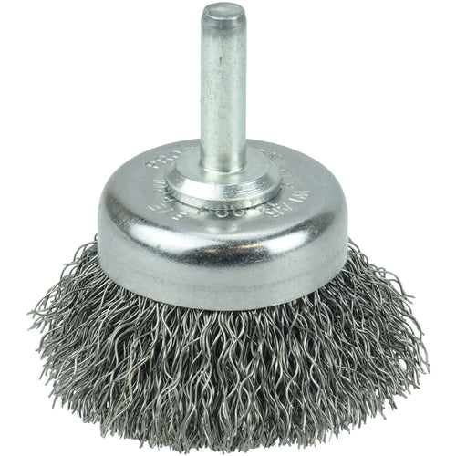 1 3/4″ Crimped Wire Utility Cup Brush, .0118″ Steel Fill, 1/4″ Stem - All Tool & Supply