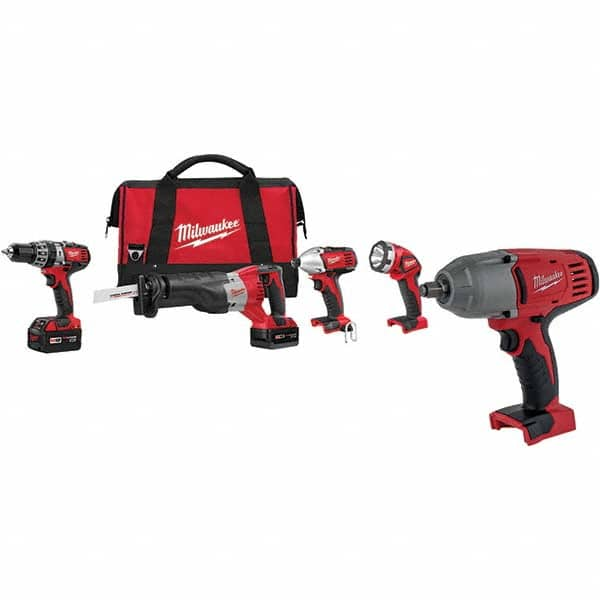 Milwaukee Tool - Cordless Tool Combination Kits Voltage: 18 Tools: 1/2" Hammer Drill; 1/4" Hex Impact Driver; Sawzall Reciprocating Saw - All Tool & Supply