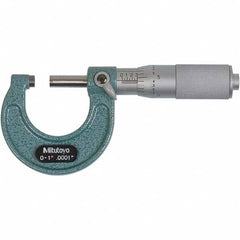 Mitutoyo - Mechanical Outside Micrometers Minimum Measurement (Decimal Inch): 0.0000 Maximum Measurement (Decimal Inch): 1.0000 - All Tool & Supply