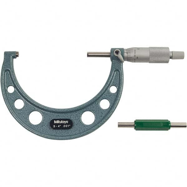 Mitutoyo - Mechanical Outside Micrometers Minimum Measurement (Decimal Inch): 3.0000 Maximum Measurement (Decimal Inch): 4.0000 - All Tool & Supply