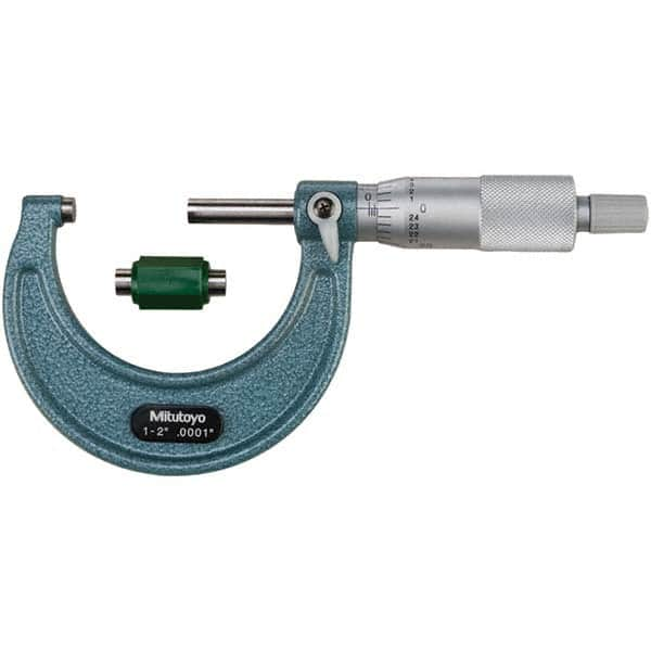 Mitutoyo - Mechanical Outside Micrometers Minimum Measurement (Decimal Inch): 1.0000 Maximum Measurement (Decimal Inch): 2.0000 - All Tool & Supply