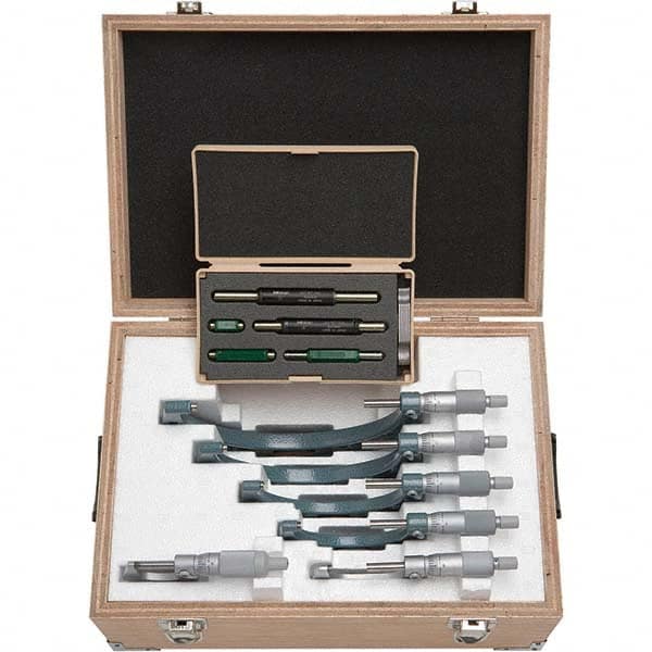 Mitutoyo - Mechanical Outside Micrometer Sets Minimum Measurement (Inch): 0 Maximum Measurement (Inch): 6.0000 - All Tool & Supply