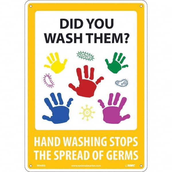 NMC - "Did You Wash Them? - Hand Washing Stops the Spread of Germs", 10" Wide x 14" High, Rigid Plastic Safety Sign - All Tool & Supply