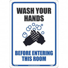 NMC - "Wash Your Hands Before Entering This Room", 10" Wide x 14" High, Rigid Plastic Safety Sign - All Tool & Supply