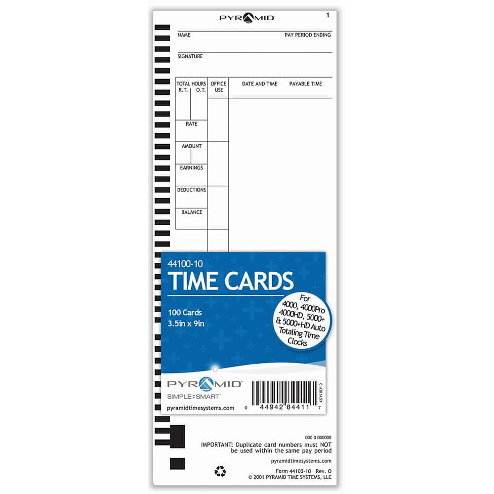 Pyramid - Time Cards & Time Clock Accessories For Use With: Pyramid Time Systems Time Clock models 4000, 400PRO, 4000HD, 400PROK, 5000, 5000HD Height (Inch): 4-5/16 - All Tool & Supply