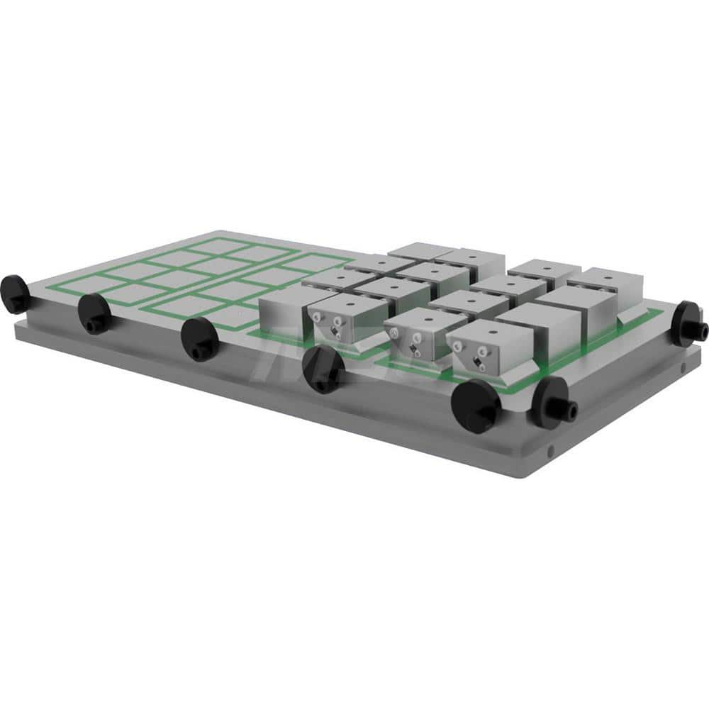 Electro-Permanent Magnetic Chucks; Shape: Rectangle; Length (Inch): 40; Width/Diameter (Inch): 18; Height (Inch): 2; Number of Poles: 84; Magnet Pole Type: Square; Pole Alignment: 2″ x 2″; Operating Frequency (Hz): 50/60; Clamping Force: 170 N/sq. cm