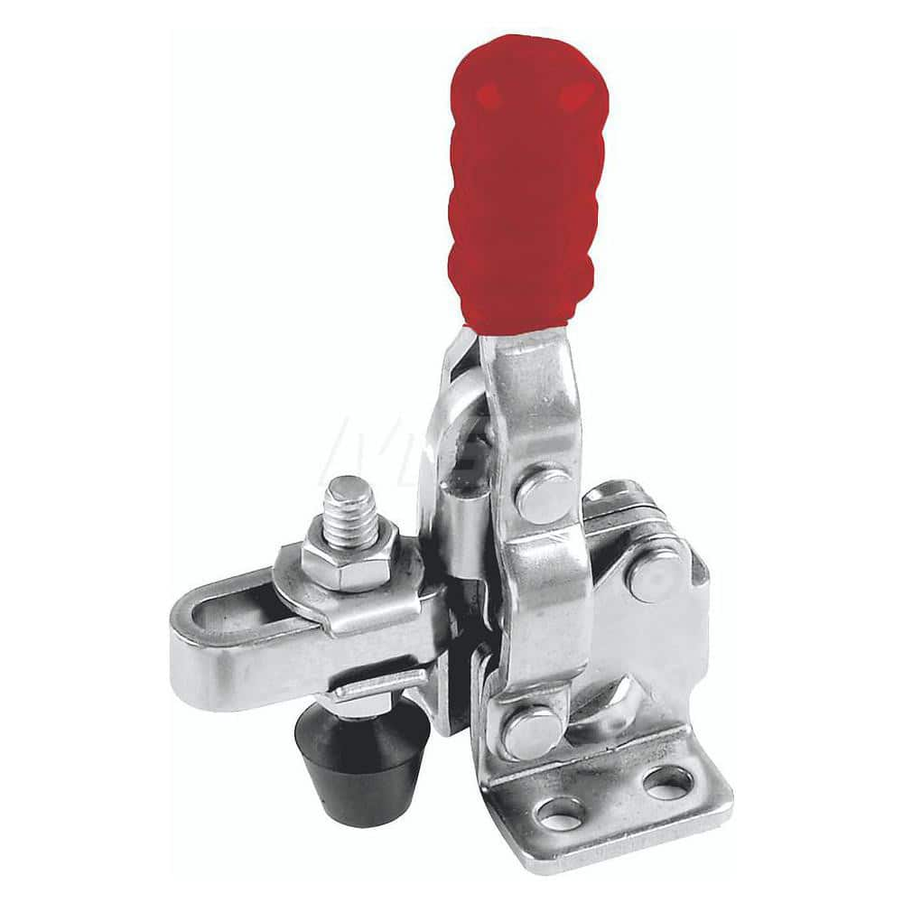 Manual Hold-Down Toggle Clamp: Vertical, 200 lb Capacity, U-Bar, Flanged Base 60 ° Handle Movement, 100 ° Bar Opening, Plastic