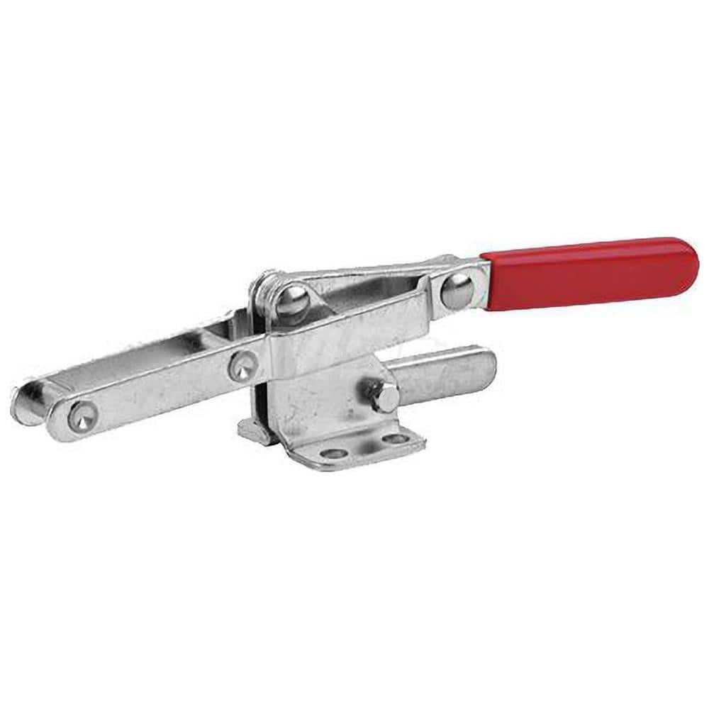 Pull-Action Latch Clamp: Vertical, 375 lb, U-Hook, Flanged Base 8.174″ OAL, Straight Handle, Steel