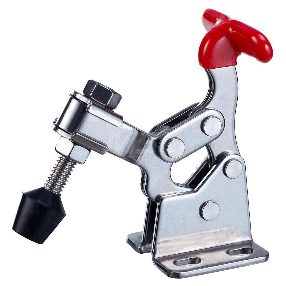 Manual Hold-Down Toggle Clamp: Horizontal, 300 lb Capacity, U-Bar, Flanged Base 170 ° Handle Movement, 90 ° Bar Opening, Plastic