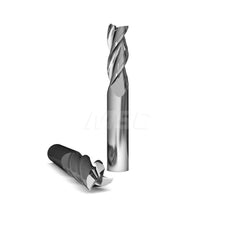 Square End Mill: 3/8'' Dia, 1-1/2'' LOC, 3/8'' Shank Dia, 4'' OAL, 3 Flutes, Solid Carbide Single End, ZrN Finish, Upcut Flute, 37 ° Helix, Centercutting, RH Cut, RH Flute, Series 1025 & Alumigator