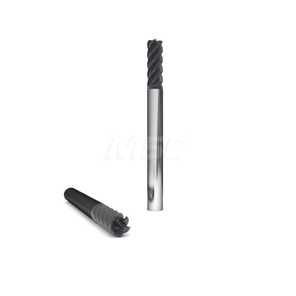 Square End Mill: 5/8'' Dia, 3/4'' LOC, 5/8'' Shank Dia, 3'' OAL, 5 Flutes, Solid Carbide Single End, Uncoated, Upcut Flute, 45 ° Helix, Centercutting, RH Cut, RH Flute, Series 220