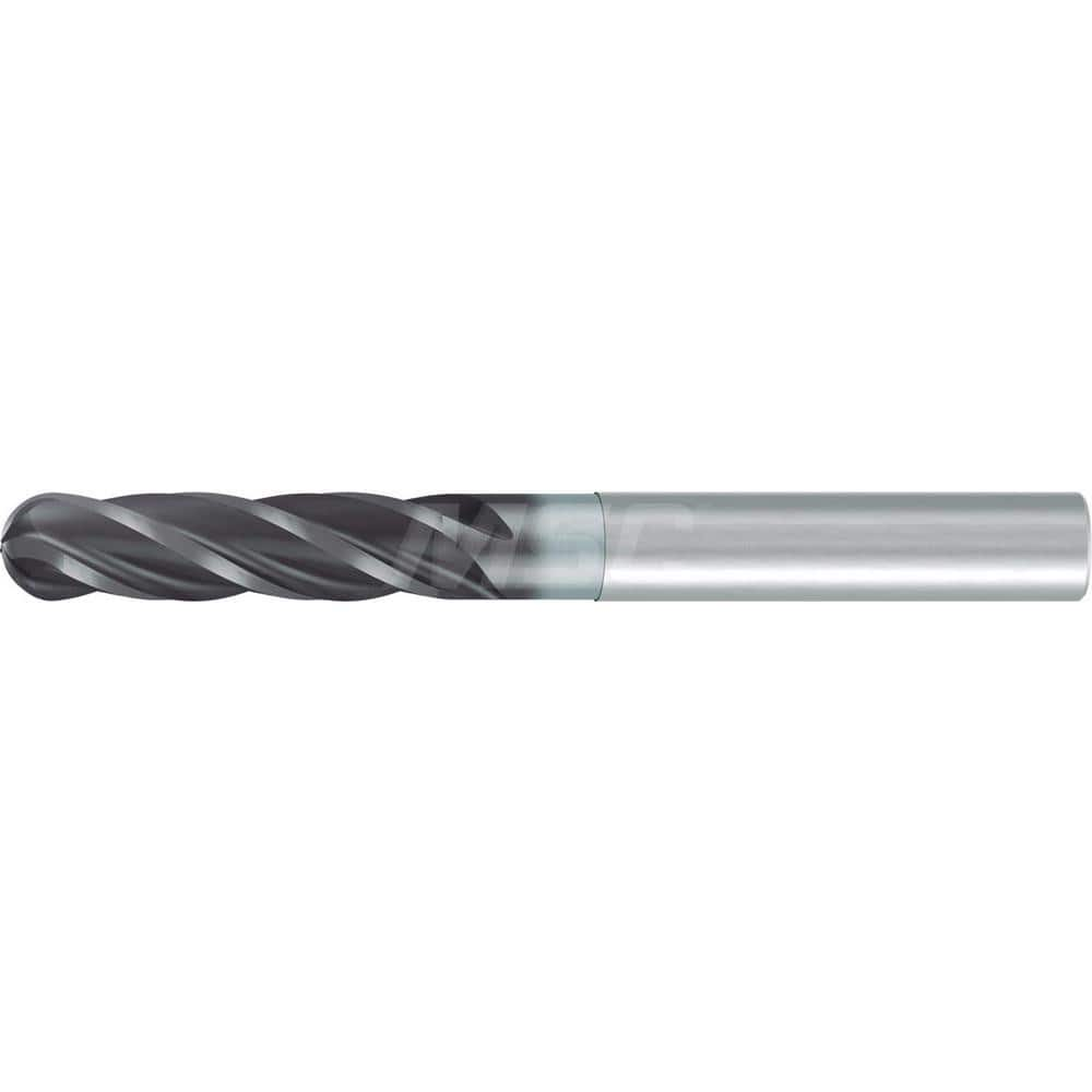 Ball End Mill: 0.3125″ Dia, 4 Flute, Solid Carbide 3″ OAL, 5/16″ Shank Dia, 35 & 38 ° Helix, AlCr Coated, Single End, Series 3900L