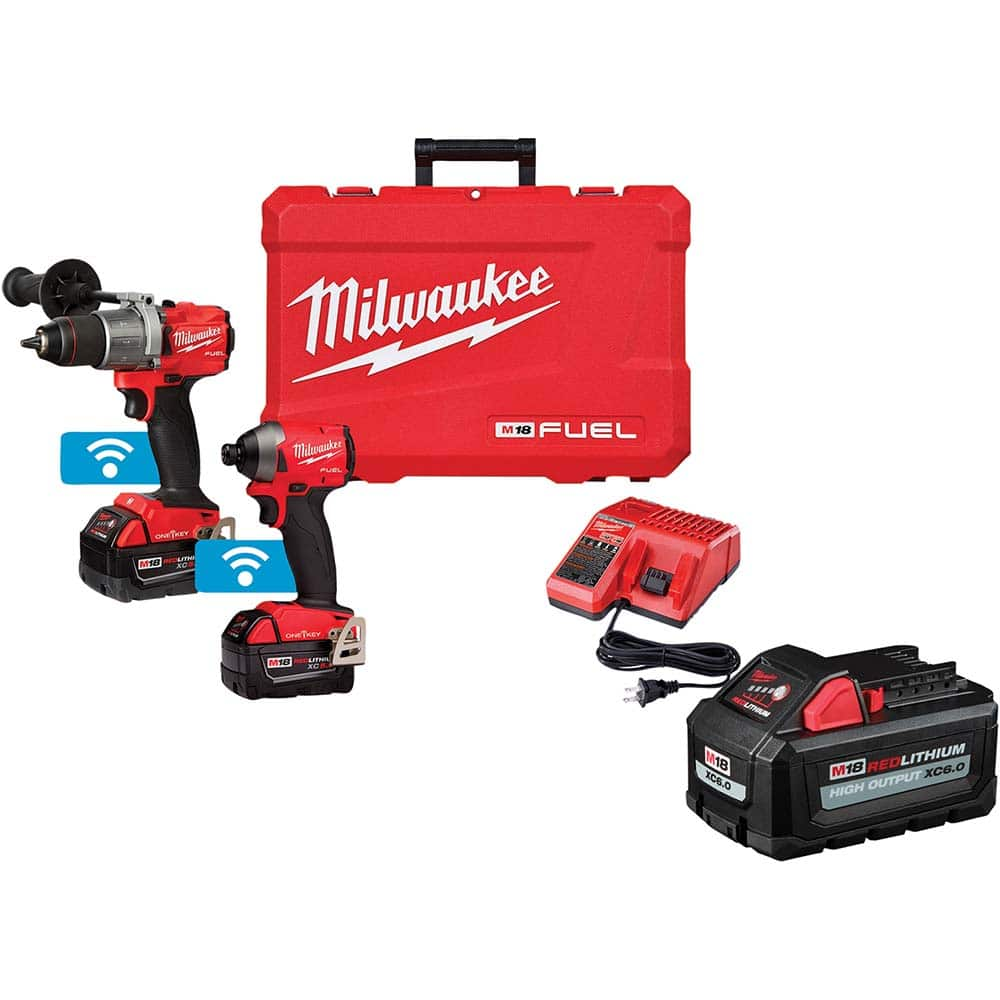 Milwaukee Tool - Cordless Tool Combination Kits Voltage: 18 Tools: 1/2" Drill/Driver; 1/4" Impact Driver - All Tool & Supply