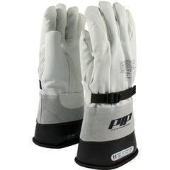 ‎148-5000/9 Leather Gloves - Leather Protector - Grain Goatskin - Class 1-2 - 12 In. - Gauntlet Cuff - Exact Industrial Supply