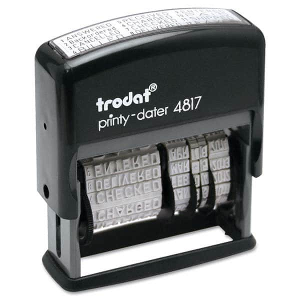 Trodat - Pre-inked Custom Stamps Type: Custom Stamp - 12 Message Dater Message: Date/Answered/Received/Entered/Backordered/Cancelled/Charged/PAID/Checked/Shipped/Billed/Delivered/Faxed - All Tool & Supply