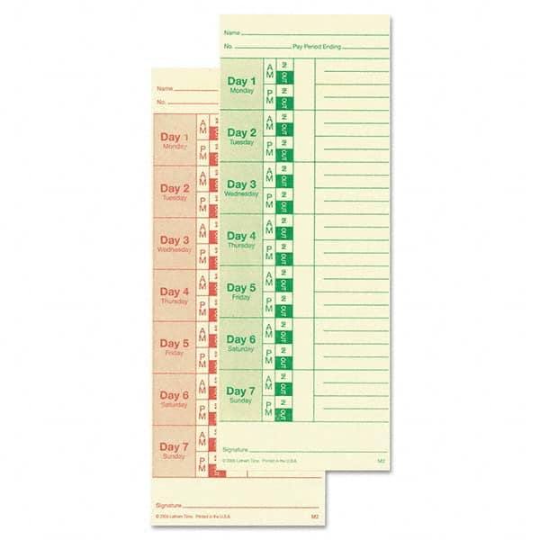 Lathem Time - Time Cards & Time Clock Accessories Type: Bi-Weekly/Weekly Time Cards For Use With: All Side Print Time Clocks - All Tool & Supply