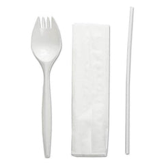 Boardwalk - School Cutlery Kit, Napkin/Spork/Straw, White, 1000/Carton - All Tool & Supply