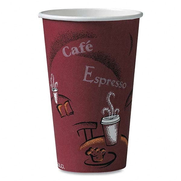 DART - Solo Bistro Design Hot Drink Cups, Paper, 16 oz, Maroon, 1000/Carton - All Tool & Supply